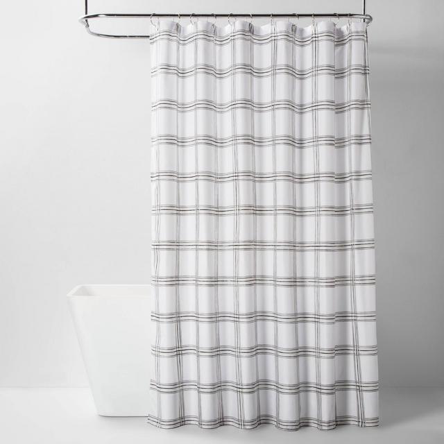 Microfiber Grid Shower Curtain White/Gray - Room Essentials™