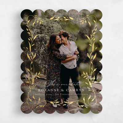 Beige Scalloped Wedding Save the Date - Clarissa Photo Foil