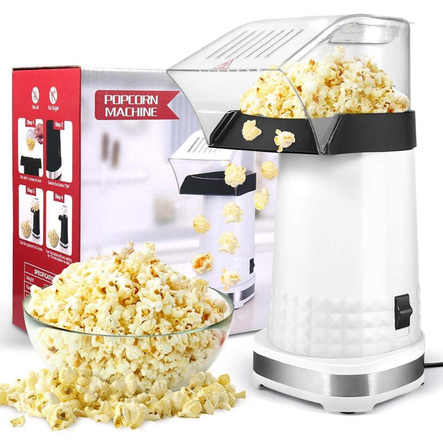 Air Popper Popcorn Maker, 1200W Fast Making Electric Popcorn Machine with Measuring Cup and On/Off Switch, BPA Free, Oil-Free, ETL Certified 90% High Popping Rate Popcorn Popper for Home, Party, Movie