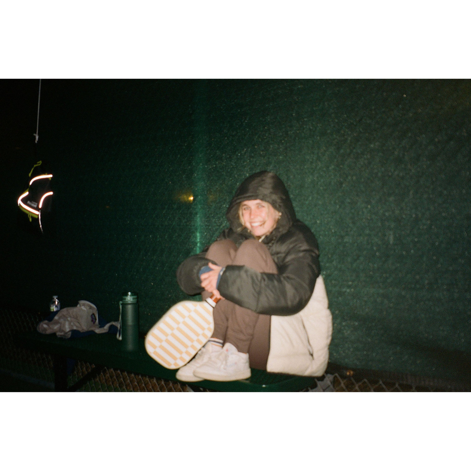a photo leif snapped of me one cold cold night at pickleball
