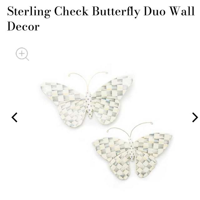 MacKenzie Childs Sterling Check Butterfly Duo Wall Decor