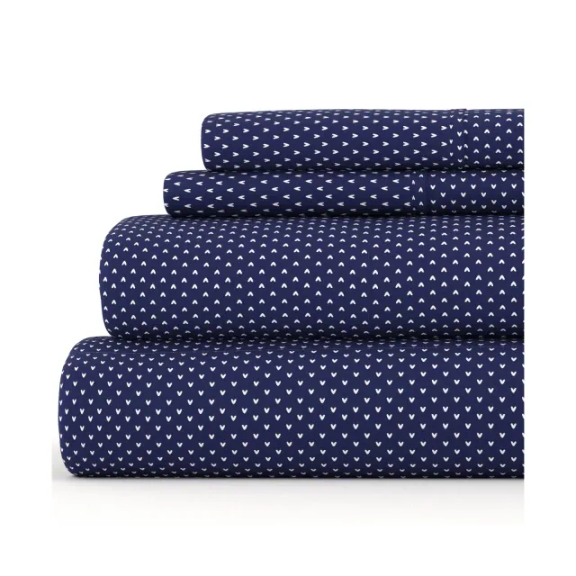 Printed Patterns 4PC Sheet Set - Extra Soft - Becky Cameron, My Heart Navy, King