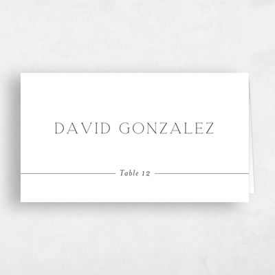 Dark Charcoal, White Wedding Place Card - Heritage Barn