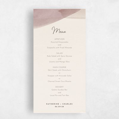 Light Mocha, Beige Wedding Menu - Riverside