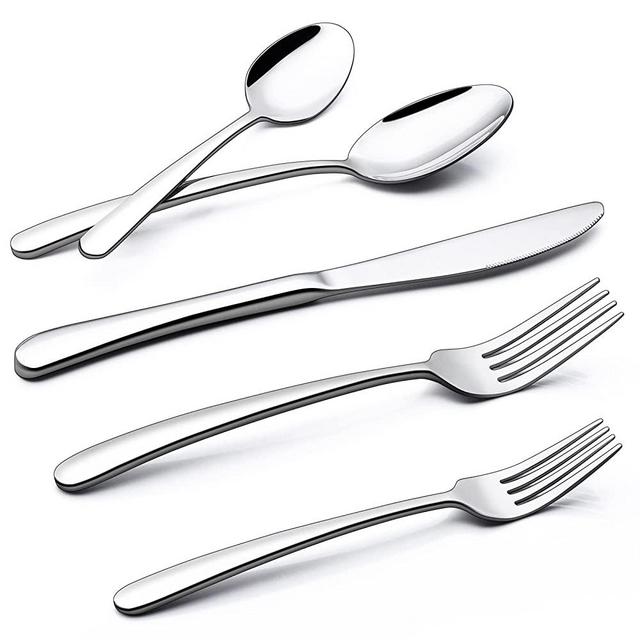 60 Piece Silverware Set, Deedro Stainless Steel Flatware Set Service for 12, Mirror Polished Cutlery Utensils Set, Durable Home Kitchen Tableware Set, Include Dinner Knife Fork Spoon, Dishwasher Safe