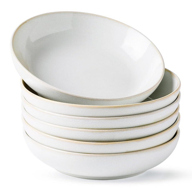AmorArc 8.5'' Large Ceramic Pasta Bowls, 36oz Stoneware Pasta Serving Bowls Set of 6 for Kitchen, Wide Bowls for Pasta,Salad,Oatmeal, Microwave Safe, Reactive-Color