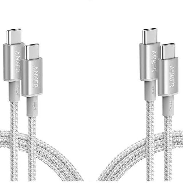 Anker USB C to USB C Cable, 4-Pack 6 FT (1.8 m) Type C 100W Charger Cord, Fast Charging for iPhone 17 Series, MacBook Pro 2020, Pixel, and More (Silver, Not for Video Output)