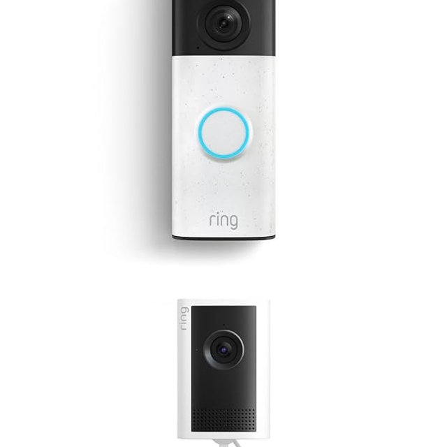 Ring Battery Doorbell (newest model), Speckled White with Indoor Cam Plus, White