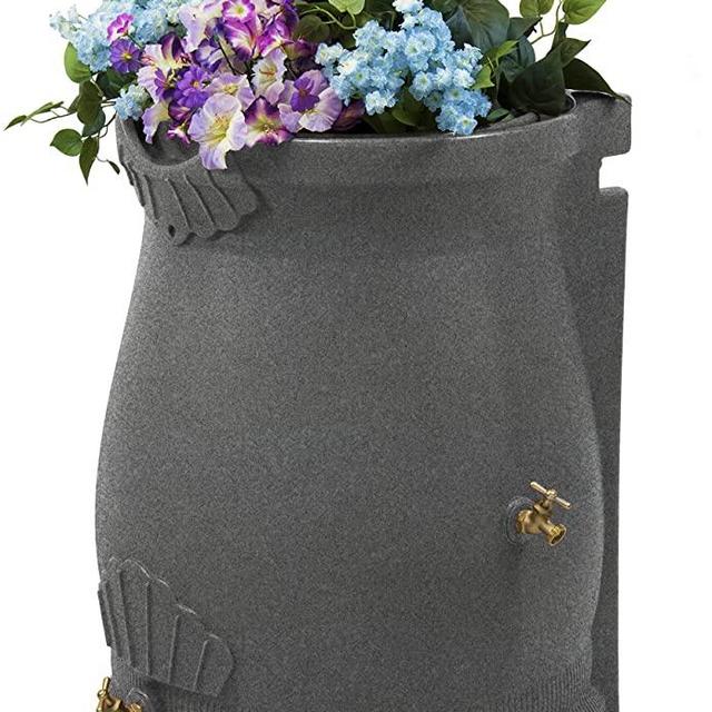Good Ideas RWURN50-LIG Rain Wizard Rain Barrel Urn, 50 gallon, Light Granite