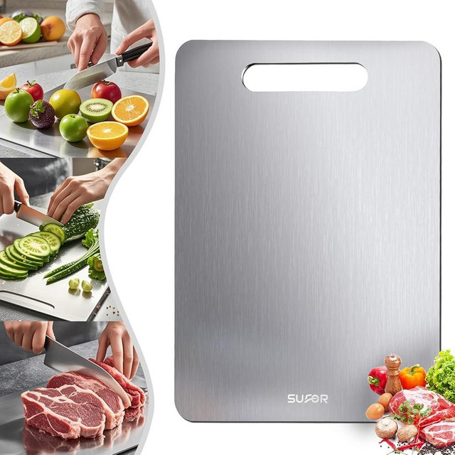 New Titanium Cutting Board - 100% Pure Titanium Cutting Boards For Kitche,Easy to clean,Double-sided food-grade Cutting Board For Cutting Meats, Fruits And Vegetables（15 * 11）