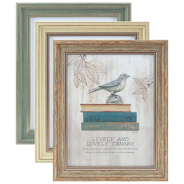 XUANLUO 3 Pack 11x14 Inch Picture Frames Farmhouse Rustic Vintage Distressed Wood Grain Photo Frame with Tempered Glass for Table Top Display and Wall Hanging