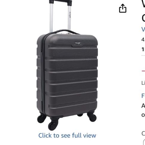 Wrangler 22" Hardside Spinner Carry-On Luggage, Charcoal