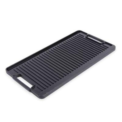Artisanal Kitchen Supply® Pre-Seasoned Cast Iron Double Burner Grill/Griddle in Black
