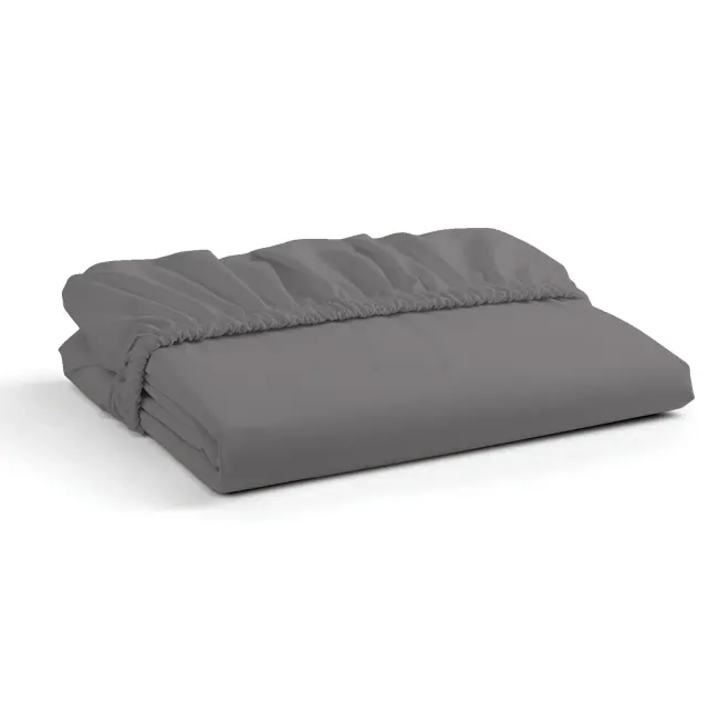 Color Sense 100% Cotton Cool & Crisp Percale Weave Fitted Sheet, King, Dark Gray, 1 piece