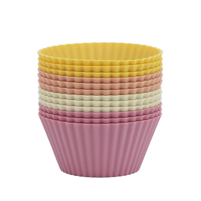SAWNZC Silicone Baking Muffin Cups 12 Pack, Reusable Cupcake Liners Cake Molds, BPA Free, Dishwasher Safe (Orange Series, Standard)