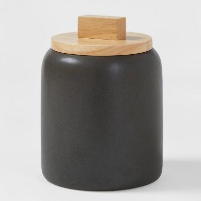 Small Stoneware Tilley Food Storage Canister with Wood Lid Black - Project 62™