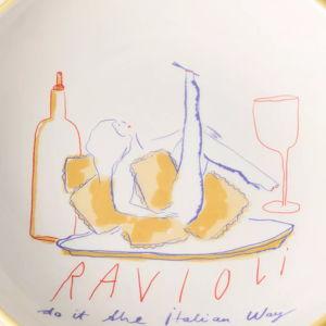 Das Rotes Rabbit Italian Earthenware Pasta Bowl - Yellow