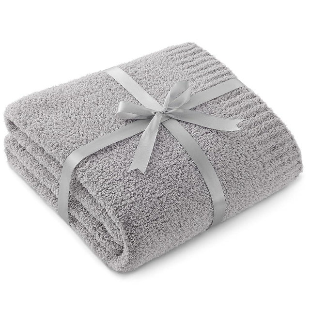 Bedsure Super Soft Knit Throw Blanket - Warm Cozy Reversible Grey Blanket, Fluffy Fuzzy Plush Lightweight Blanket for Couch Sofa Bed (50" x 60")