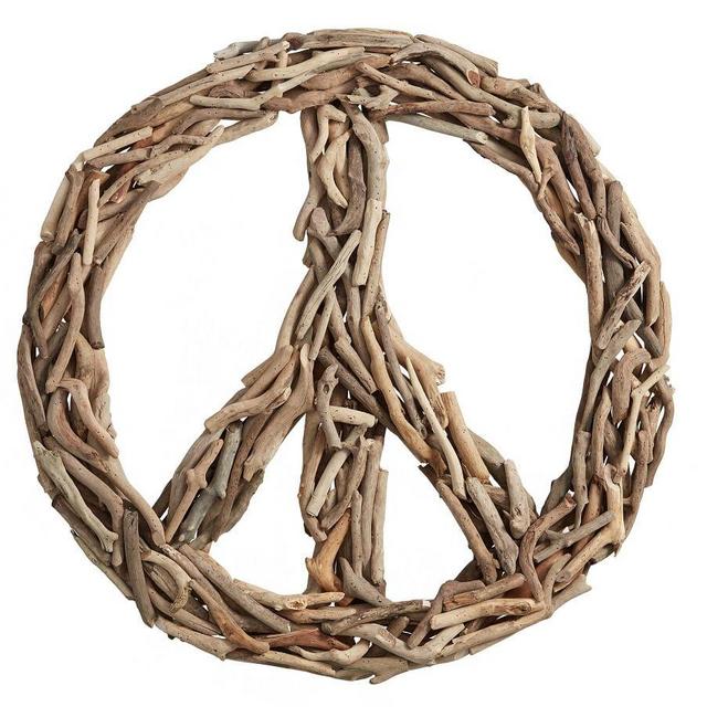 Driftwood Peace Sign Wall Art, Natural, 36"