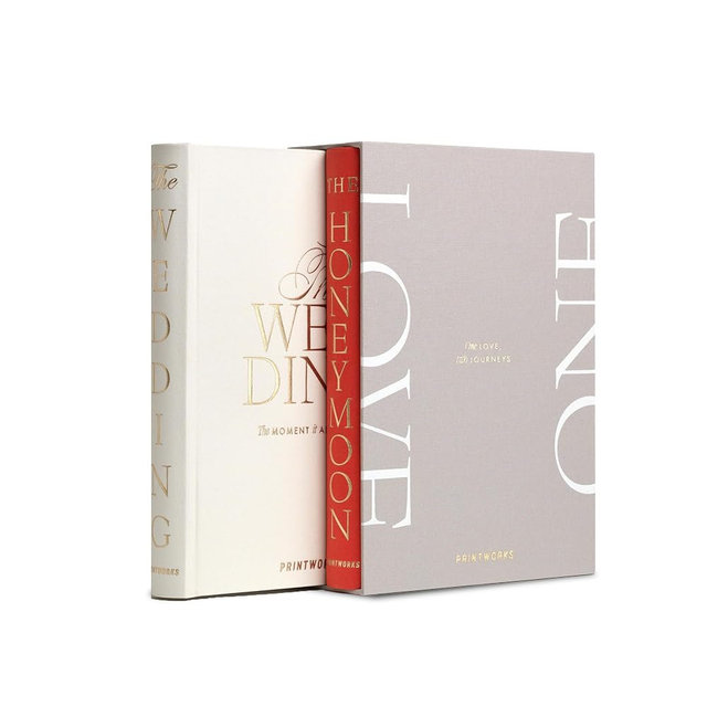 Printworks One Love Wedding Photo Album 2-Pack - Hardcover 80-Page Albums in Decorative Slipcase - Minimalist Bookshelf Display