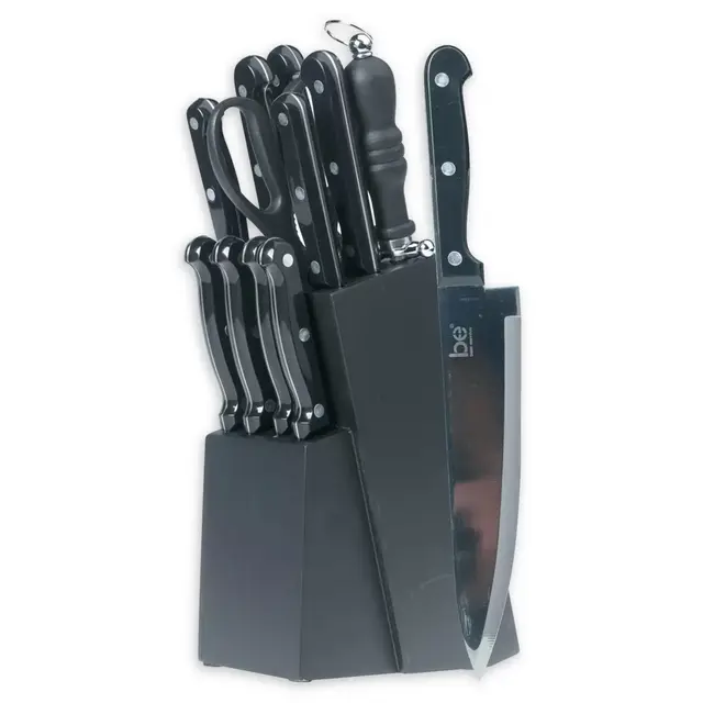 Basic Essentials® 12-Piece ABS Triple-Riveted Knife Block Set in Black