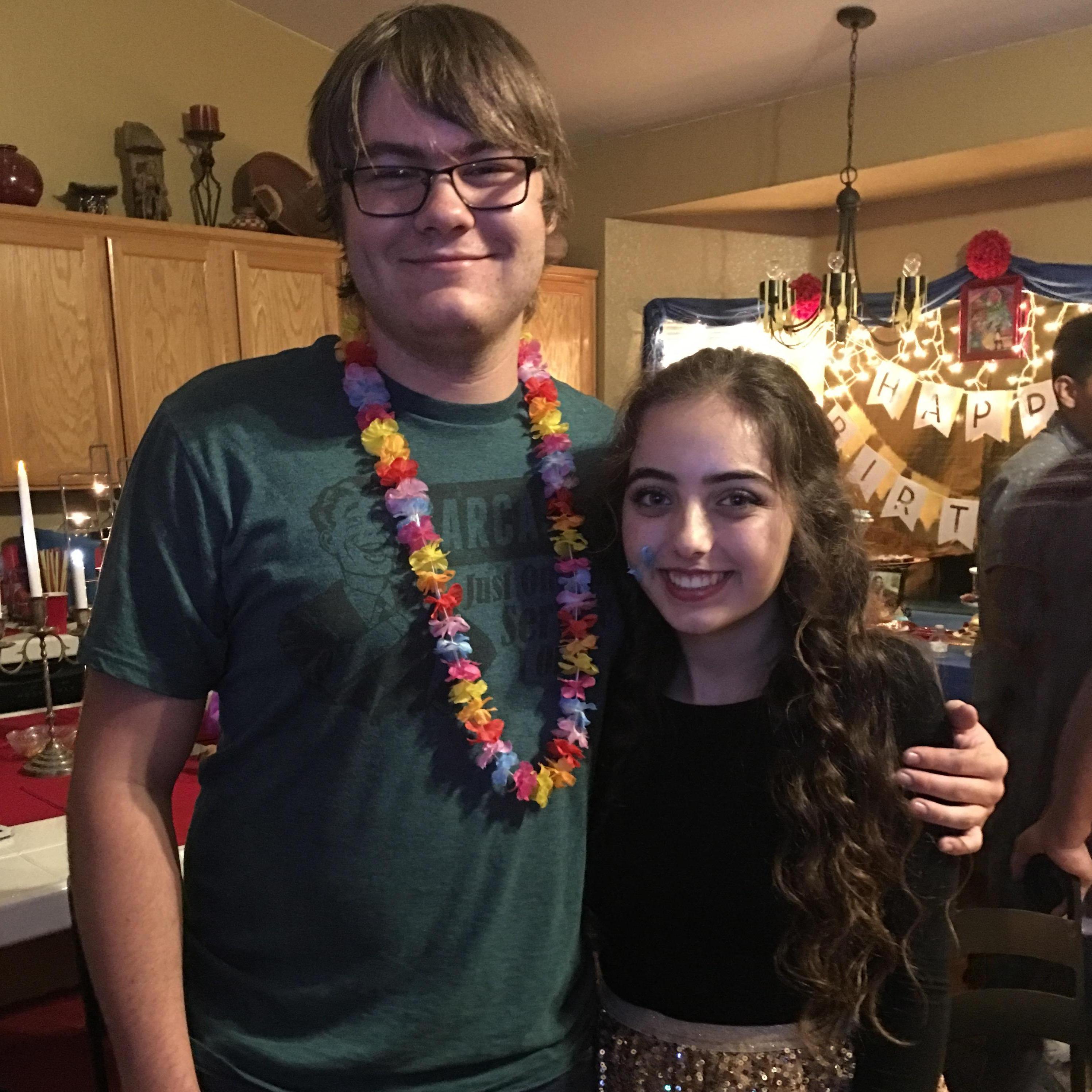 Colby and Kate celebrating at Kate's 16th Birthday Party - November of 2016