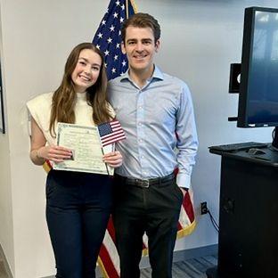 April 2025: Tyler supporting Issy as she became an American