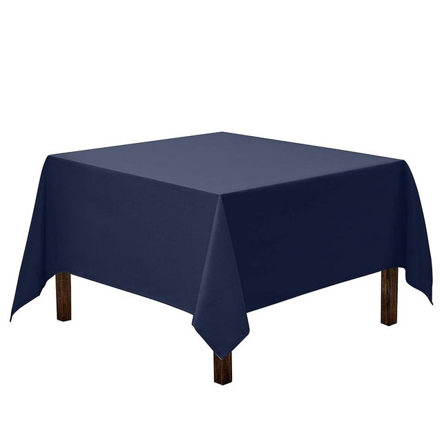 Gee Di Moda Square Tablecloth - 52 x 52 Inch Navy Blue Table Cloth for Small Square or Round Tables - Heavy Duty Washable Fabric - for Buffet Table, Holiday Party, Dinner, Wedding & Baby Shower