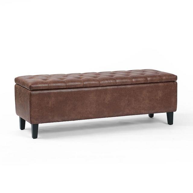 Jay Tufted Leather Storage Bench, Tobacco