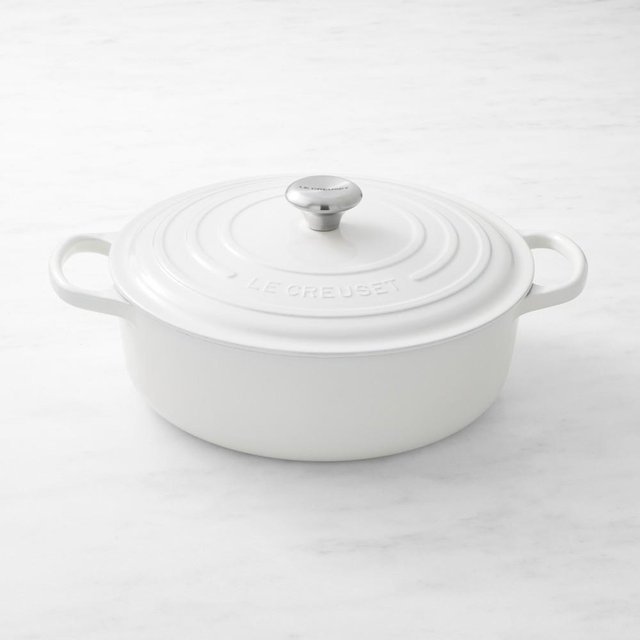 Le Creuset Signature Enameled Cast Iron Round Wide Dutch Oven, 6 3/4-Qt., White