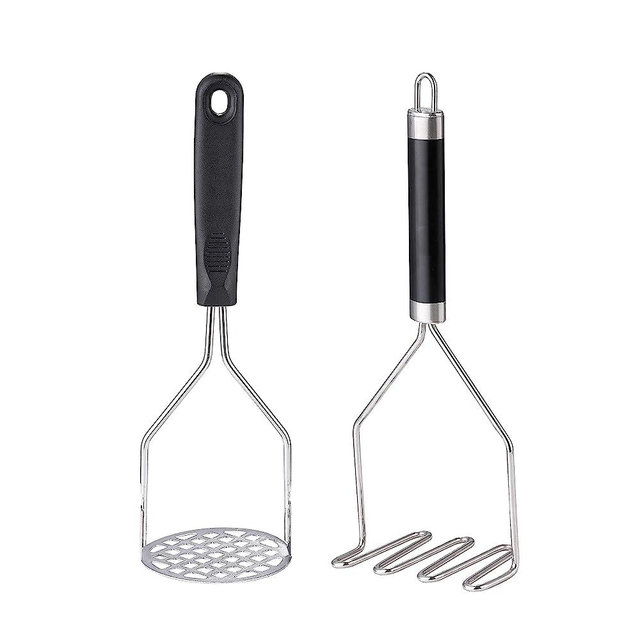 2PCS Potato Masher, OLULU Heavy Duty Stainless Steel Mashed Potatoes Masher, Masher Kitchen Tool for Avocado, Potatoes, Beans, Meat, Vegetables, 10.24inch, Dishwasher Safe