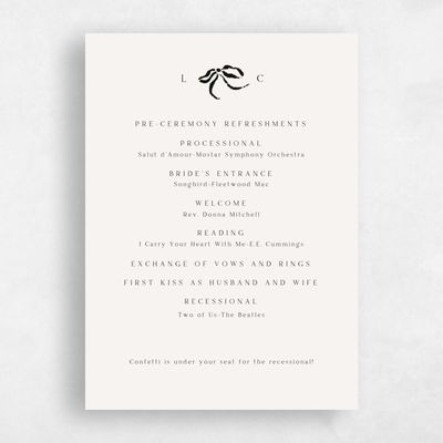 Beige Simple Wedding Program - Quinn