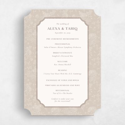 Brown Ticket Wedding Program - Kerenza