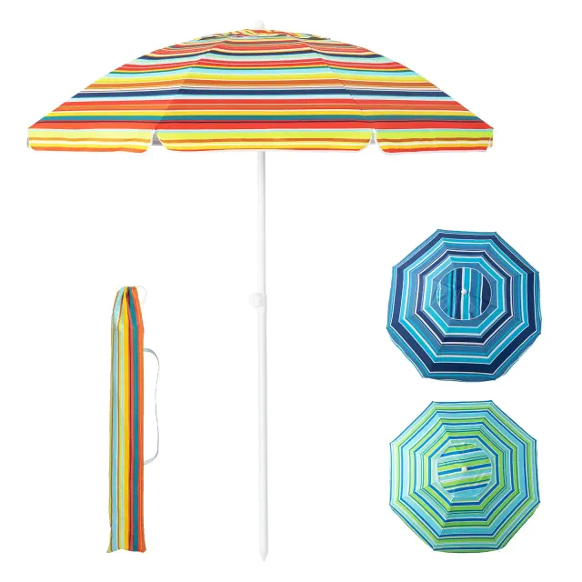 Tangkula 6.5 FT Patio Portable Beach Adjustable Umbrella w/ Sandbag Yellow