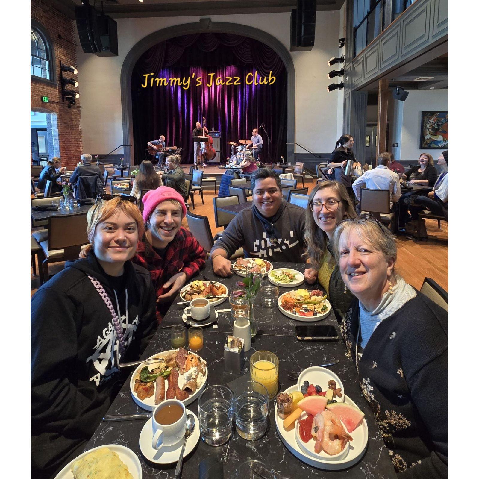 Brunch with Anne's family in Portsmouth. Thanks for the helpful label, Mom! November 2024.