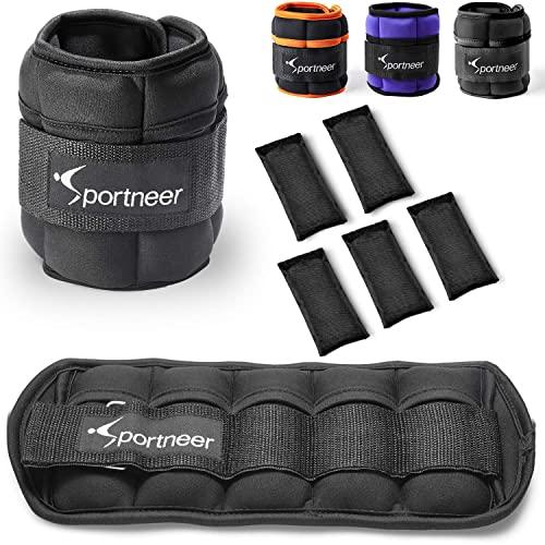 Sportneer Ankle Weights, Adjustable Weights Wrist Weight Straps for Fitness, Walking, Jogging, Workout | 0.5-3.5 lbs Per Ankle, 2 Pack 1-7 lbs