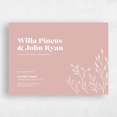Pink Dust Wedding Invitation - Sylvan Landscape
