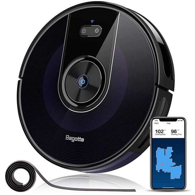 Robot Vacuum, Bagotte 2200Pa & Map Robotic Vacuum Cleaner: Wi-Fi Connectivity, 2.7" Super-Thin, Methodical Cleaning, Scheduling, Boundary Strips for Pet Hair,Hardwood Floors & Carpets
