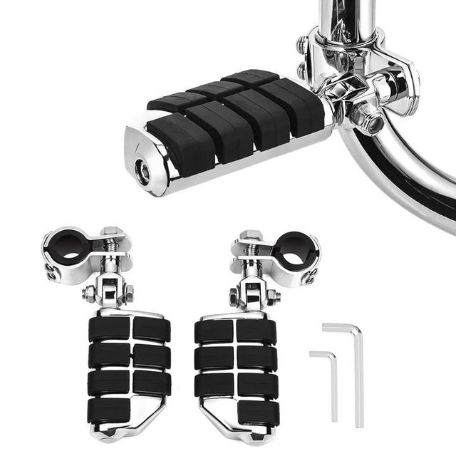 Motorcycle Foot Pegs Foot Rest Highway Footpegs Compatible with Road King Street Glide Honda Kawasaki Suzuki Yamaha 25mm 32mm 34m (Chrome)