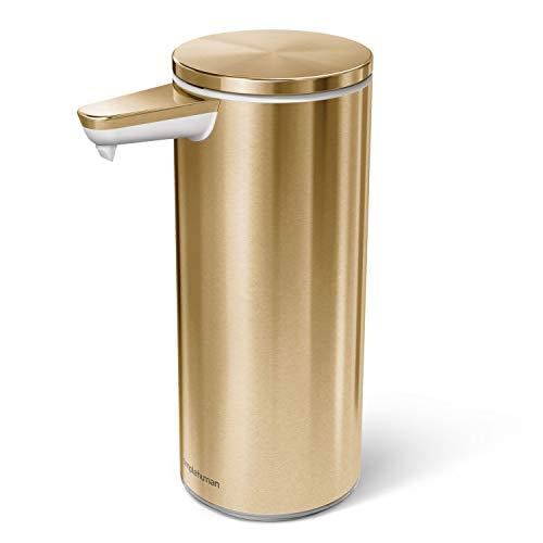 simplehuman 9 oz. Sensor Soap Pump, Brass Stainless Steel, Rechargeable