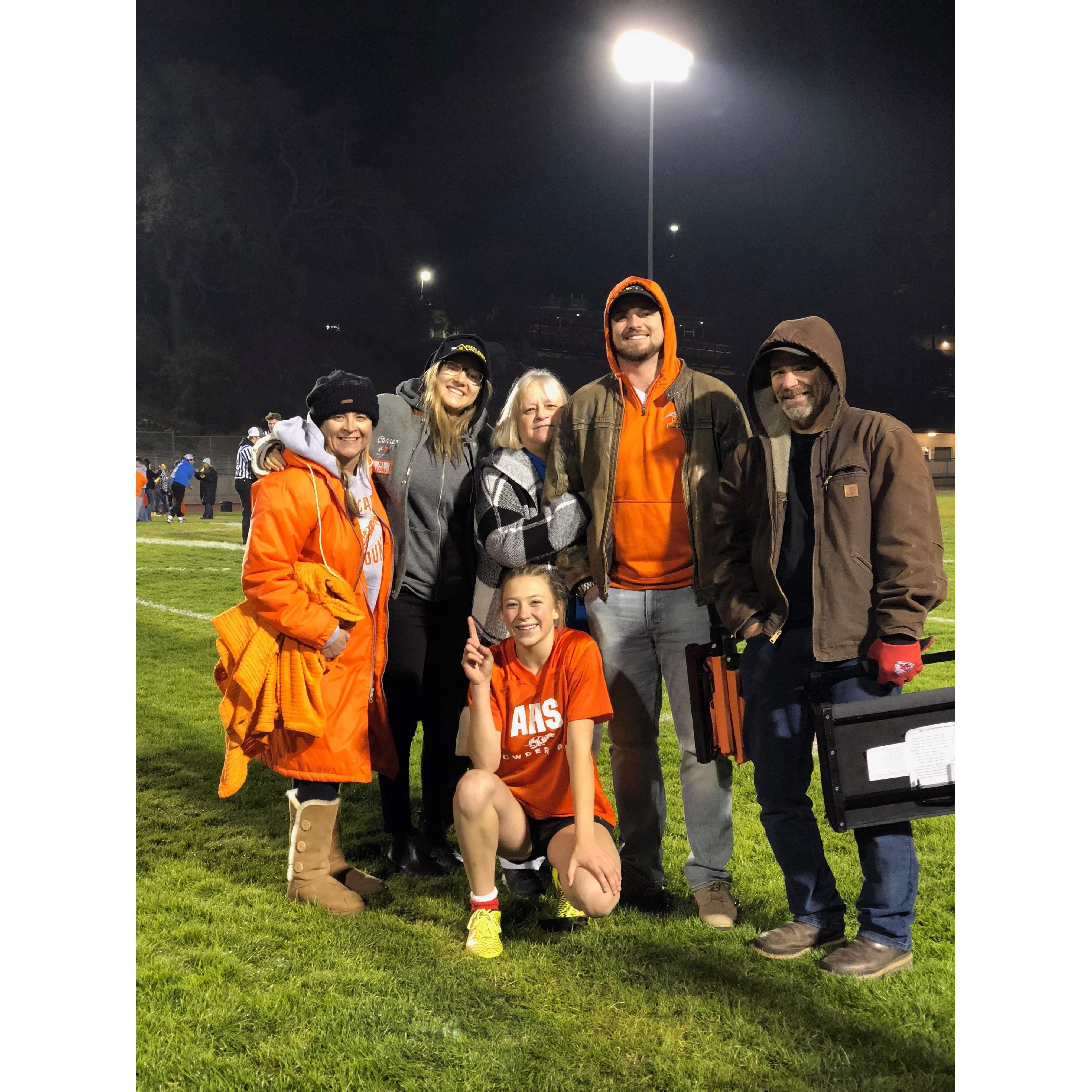 Us at his sister's football game in California, visiting family!