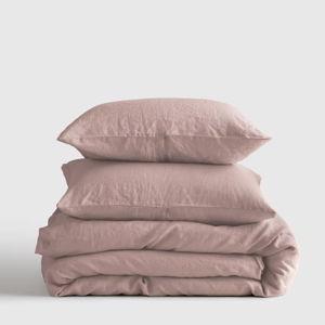 European Linen Duvet Cover Set in Dusty Mauve