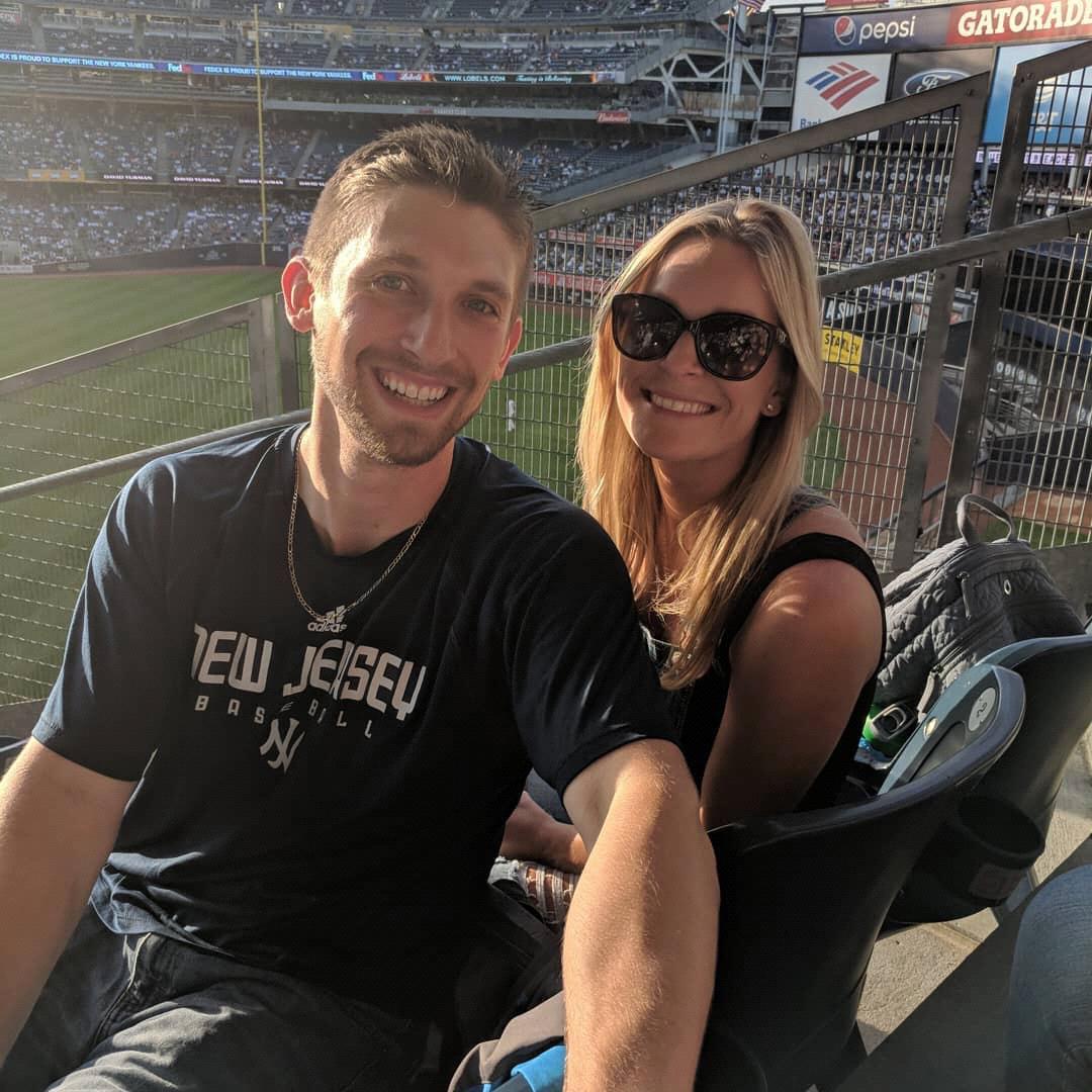 Jim's idea of vacation-- Yankee game.