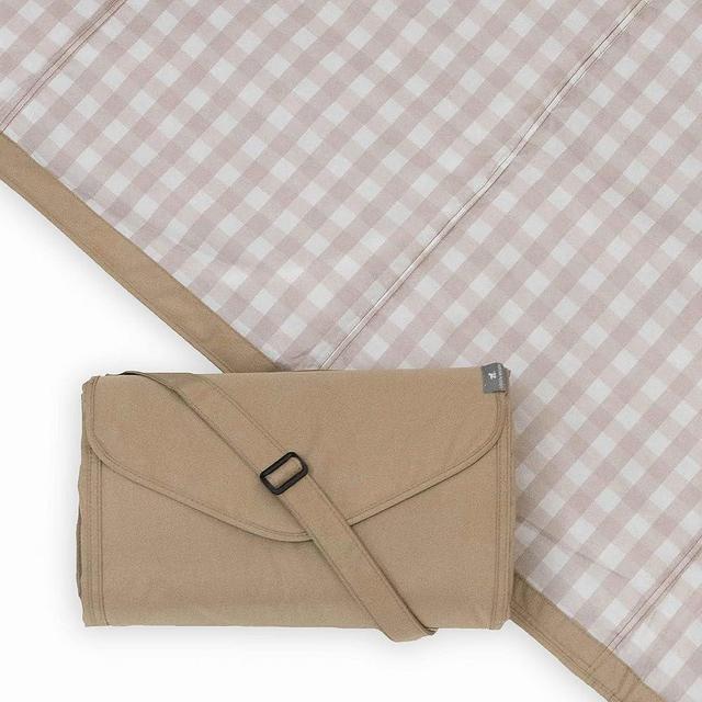 Little Unicorn Outdoor Family Picnic & Beach Blanket, Water-Resistant, Compact Fold, Large Size, 5 x 7 feet, (Beige Buffalo Check)