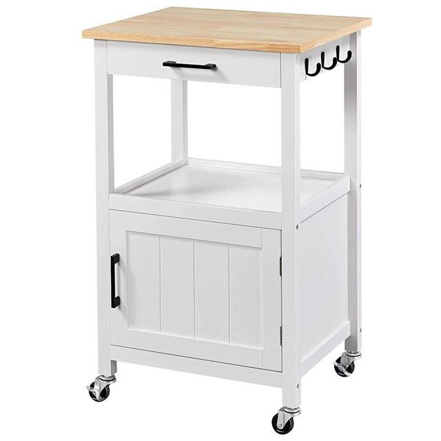 YAHEETECH Rolling Kitchen Island with Single Door Cabinet and Storage Shelf, Kitchen Cart with Drawer on Swivel Wheels for Dinning Room/Living Room, L22xW18xH35