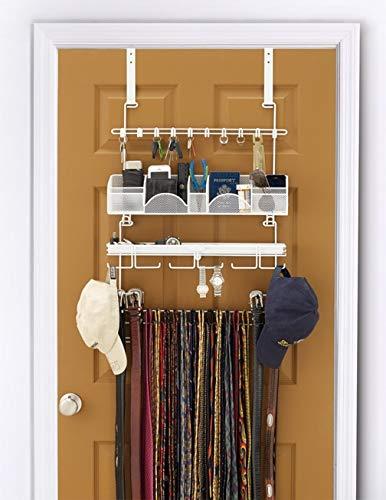 Longstem Men’s Over-Door/Wall Belt # 9300, Tie Accessories Valet Patented in White, 43 Hooks for Men’s Organization