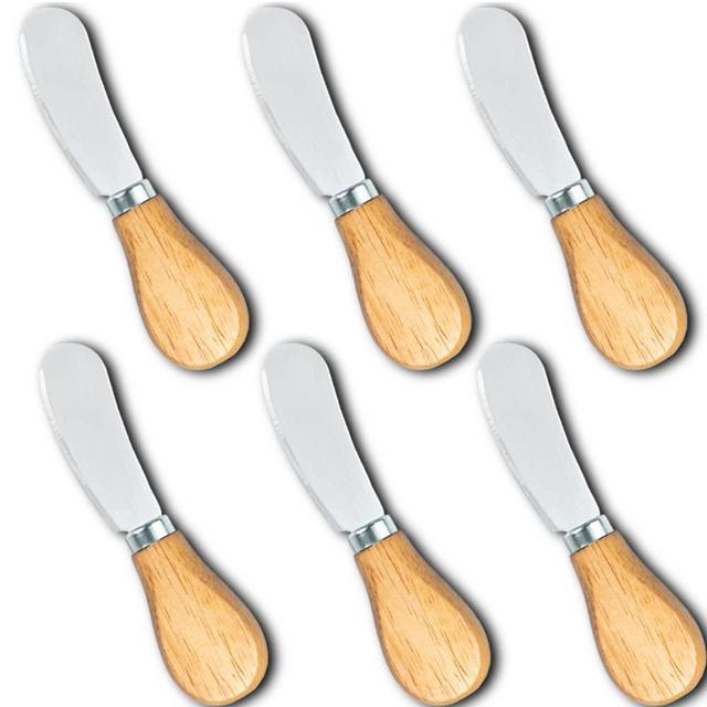 Yeeper Little Cheese Spreader Knives, Wooden Handle, 5 inch, 304 Stainless Steel Cocktail Knives Spreaders for Condimets, Cheese, Butter, Charcuterie Board Accessories, Snack Time, Party