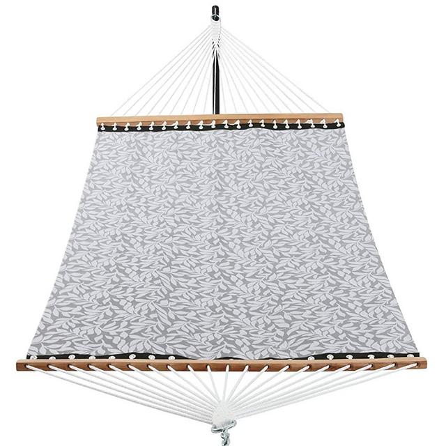 Patio Watcher 14 FT Quick Dry Rope Hammock with Double Size Solid Wood Spreader Bar Outdoor Patio Yard Poolside Hammock with Chains, Waterproof and UV Resistance, 2 Person 450 Pound Capacity