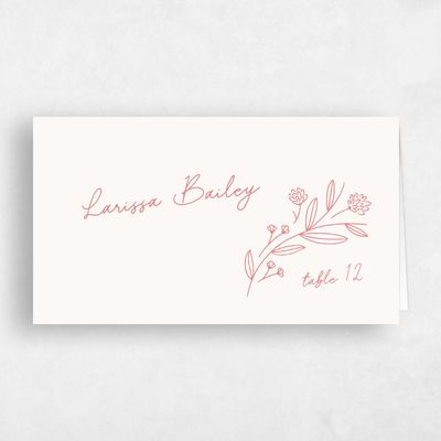 Pink Coral Wedding Place Card - Larian