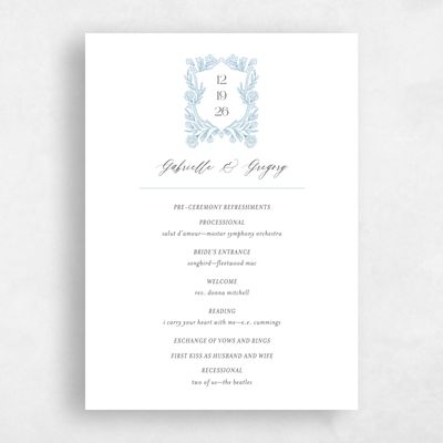 White Wedding Program - Willowbrook